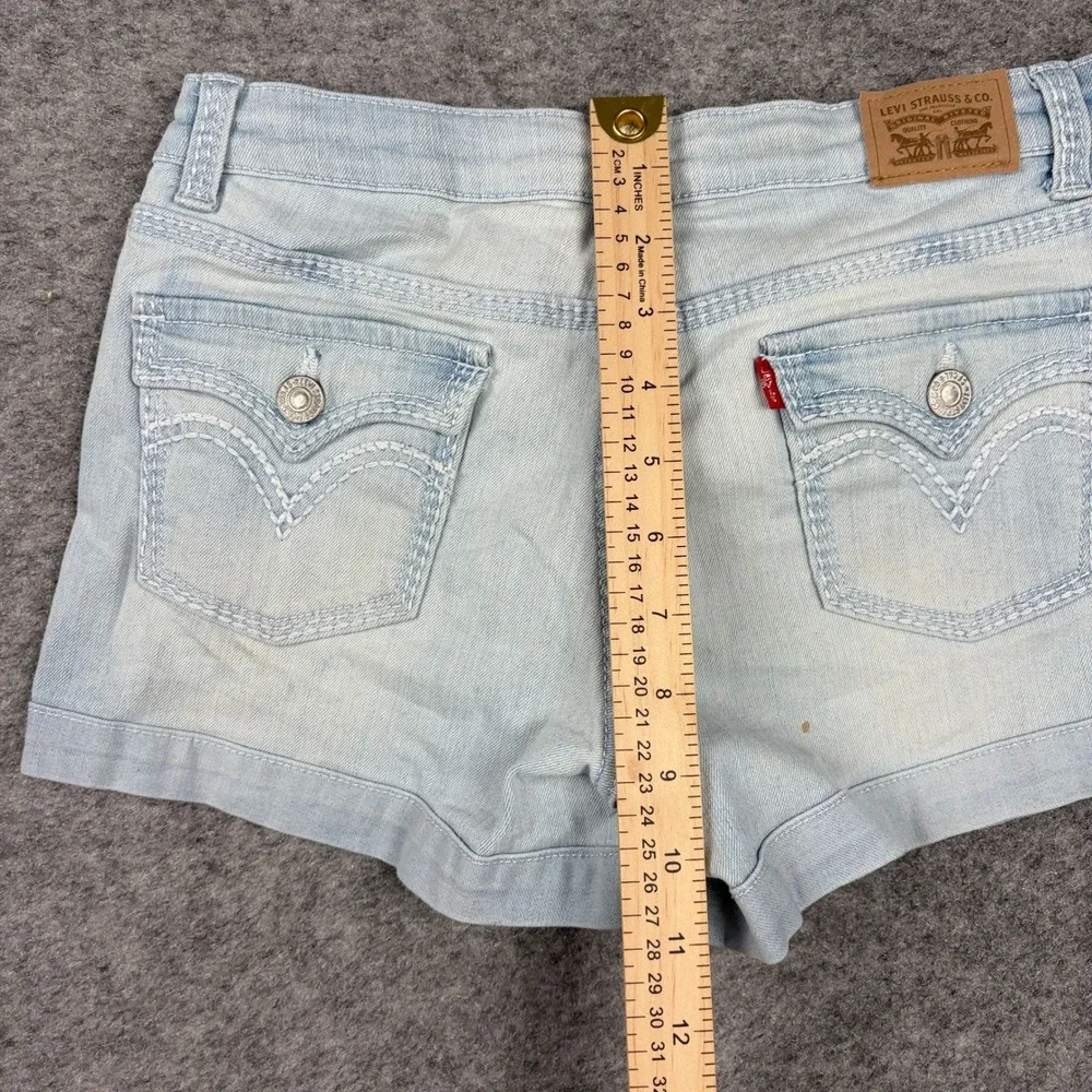 Levi's‎ Shorty Short Girls 16 Light Wash Denim Embroidered Flap Pocket Shorts